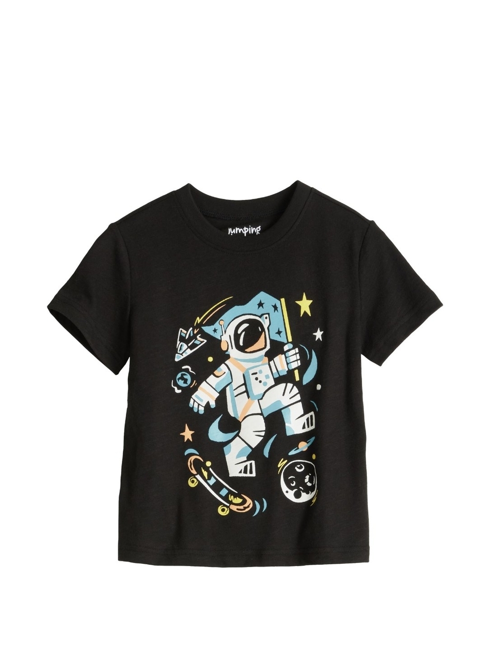 NWT Jumping Beans Boys Astronaut Skateboard Graphic Tee Black 12M